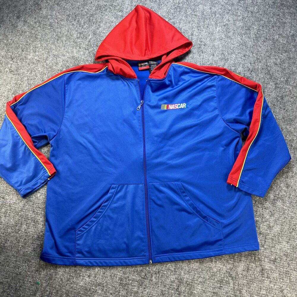 Nascar Women's Track Jacket 24 26 Blue Red Embroidered Drawstring Racing Stripe